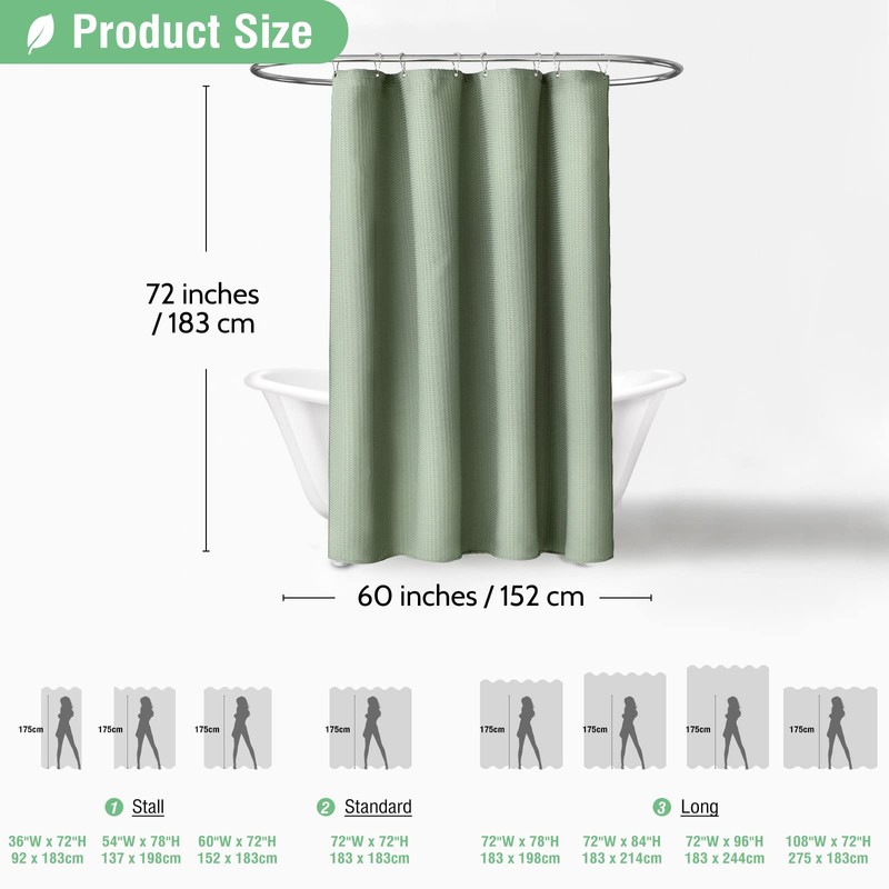 Dynamene 60 inch Stall Shower Curtain - Waffle Weave Heavy