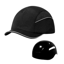 Safety Baseball Bump Cap Safety Hard Hat Lightweight Head Protection Cap Breathable Hat Head Protection Hat (A18108-Black-S)