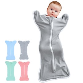 HINATAA Baby Swaddling Bag 0-3 Months / 3-6 Months, Baby Sleeping Bag Newborn Organic Cotton, Baby Swaddle All Year Round Baby Swaddle Blanket for Boys Girls, Adjustable Swaddling Cloths Baby, gray