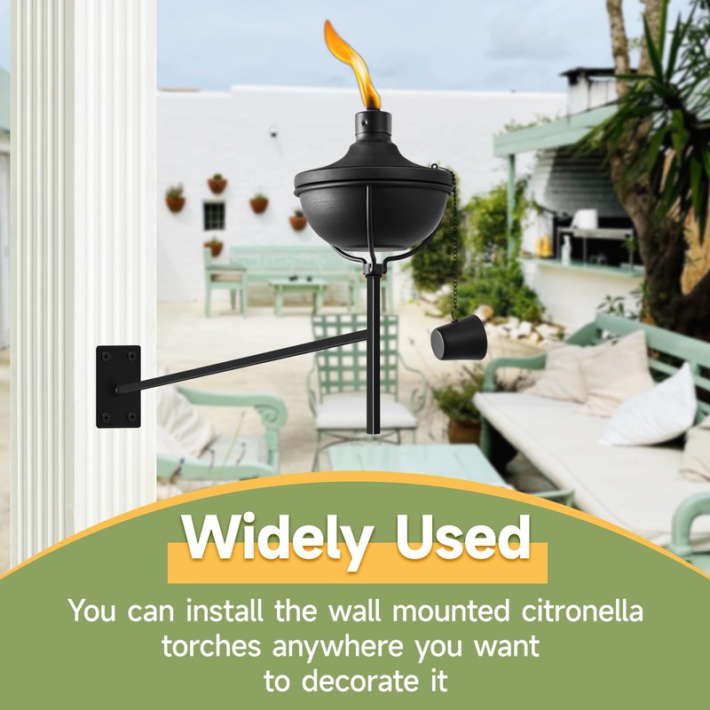 ZSZMFH 6 Pcs Wall Mounted Citronella Torches, 23.5 oz Garden