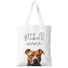 ZYQFN Pitbull Mama Canvas Tote Bag for Women, Dogs Lover Gift for Dog Mom, Birthday Christmas Cute Pitbull Gifts For Women, Tote Bag for Work College Travel. (092)