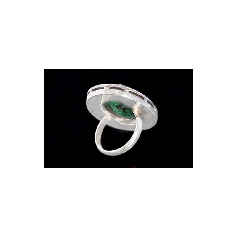 Natural Emerald Gemstone 925 Sterling Silver Bezel Setting Statement Ring
