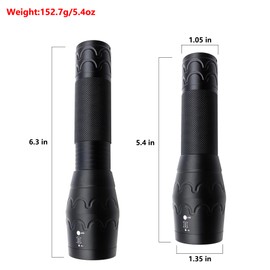 ZYUNMALL LED Flashlight High Lumen Zoomable Single Mode Flashlight for Power Outages, Hiking, Emergencies, 2-Pack