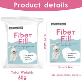 LOKUNN 60g/2.12oz Polyester Fiber, Polyester Fiber Fill, Pillow Stuffing, Stuffing Stuffed Animal, Cushion Stuffing, High Resilience Fill Fiber for Stuffed DIY Crafts