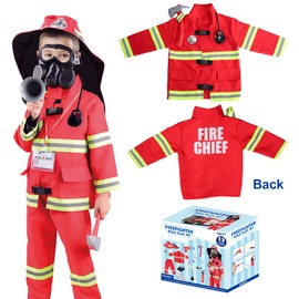 Lesheng space 13 piece Kids Fireman Costume Firefighter Dress-Up Toy Set for Children Boys and Girls Fire Chief Pretend Role Play with Accessories