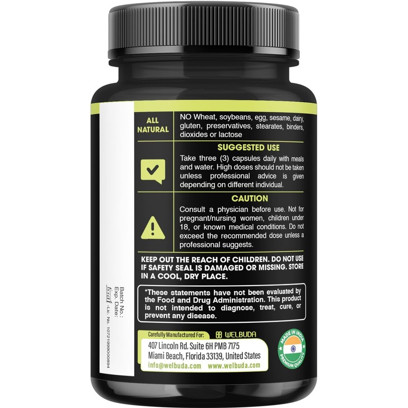Magnesium L-Threonate Capsules with 12% Purified - 1800Mg - 90