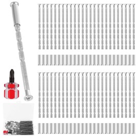 Aubess 50 Sets Door Handle Fixing Screws and Sleeves, M3 Door Handle Screws, Door Handle Bolt Through Fixings with Mini Screwdriver, Nickel Plated Connecting Screw for Doors Cabinet Drawers