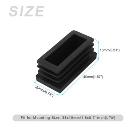 METALLIXITY Rectangle End Caps (40 x 20mm) 20Pcs, Plastic Rectangle Tube Inserts Threaded End Blanking Caps Protector - for Furniture Table Chair Legs, Black