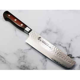 Takayuki Sakai V Gold No. 10 Damascus 33 Layer Hammer Nakiri 160