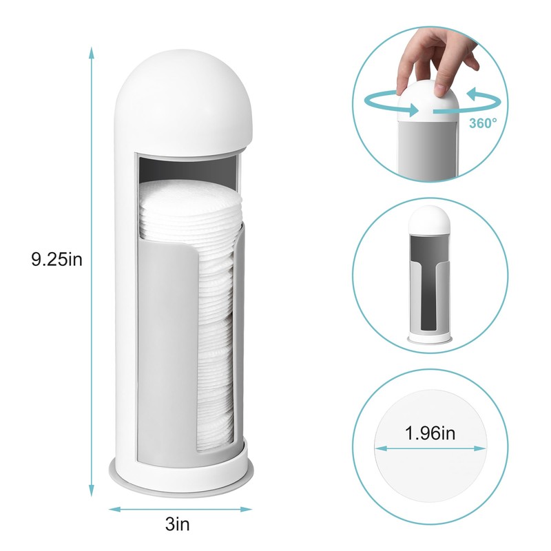 bodkar Cosmetic Cotton Pad Rounds Holder with Rotating Lid, Cotton