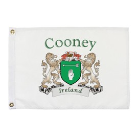 Cooney Irish Coat of Arms Small White Flag - 12"x18" inches