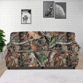 ZOUTAIRONG Stretch Couch Slip Covers for Sofa 3D Camo Branches Print Cushion Couch Arm Chair Slipcover Furniture Cover Single Cushion Sofa Slipcovers Home or Office Decor, Size XL