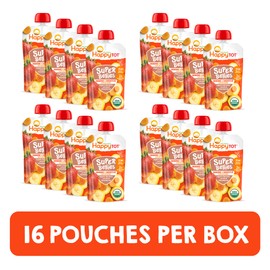 Happy Tot Organics Super Bellies Stage 4, Organics Banana, Carrot and Strawberry, 4 Ounce Pouch (Pack of 16)