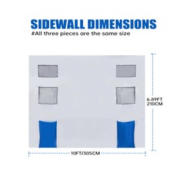 Canopy SideWalls with 6 Pockets, Sunshade Tent Sidewall for 10x10 Pop Up Canopy Gazebos Tent, Instant Waterproof Canopy SunWall, 1 Pack Canopy Walls Only