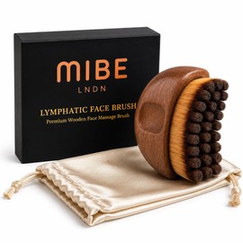 Lymphatic Face Brush – Wooden Facial Massage Brush for Jawline & Contour – Soft Bristles Dry Brushing Tool for Face & Neck – Natural Wood Handle, Skin Care Tool