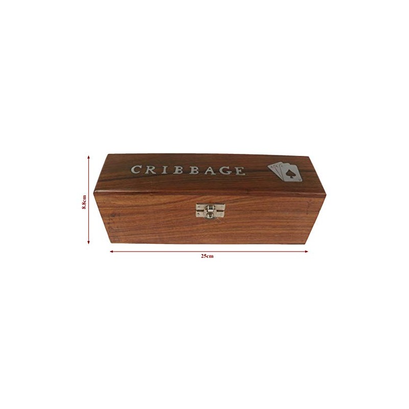 Middle-England 25cm Cribbage Set Playing Cards Board Pegs Box Traditional