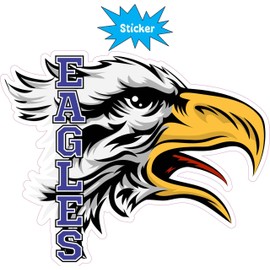 StickerTalk Blue Eagle Head Mascot, 5 inches by 4 inches