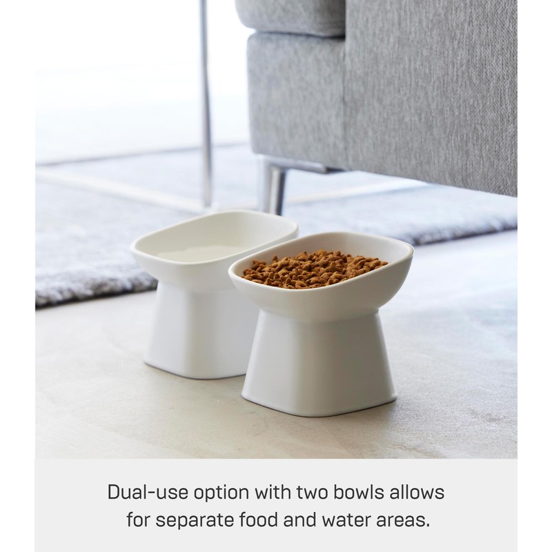 Yamazaki Home Tower Elevated Ceramic Pet Food Bowl - Angled,