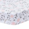 Lambs & Ivy Petals Gray/Pink Sateen Cotton Floral 3-Piece Baby