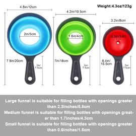 Large Small Funnel Set of 3, Food Grade Mini Funnels for Kitchen Use, Silicone Collapsible Funnels, Wide Mouth Canning Funnel for Mason Jars, Filling Bottles, Flask, Tiny Spice, Cooking Water YLYL