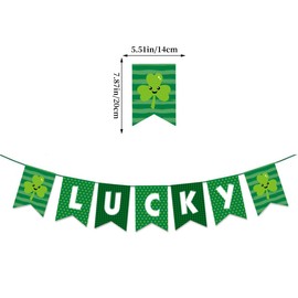 5pcs St Patricks Day Banner Green Glitter Saint Patricks Day Shamrock Clover Garland Banner Decorations for Happy St. Patrick's Banners Decorations for Home Mantel Office Irish Day Party Supplies