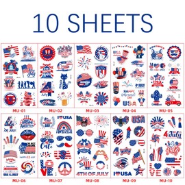 90pcs Temporary Tattoo on July 4th, Fake Red, White, and Blue Tattoo Stickers on the US Flag, July 4th, Party Discounts in the United States, Memorial Day, Independence Day, Labor Day Decoration Party Supplies (July 4th)