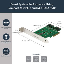 StarTech.com 3-port M.2 SSD (NGFF) Adapter Card - Supports 1x PCIe (NVMe) M.2 SSD, 2x SATA III M.2 SSDs - PCIe 3.0 Adapter , TAA (PEXM2SAT32N1)