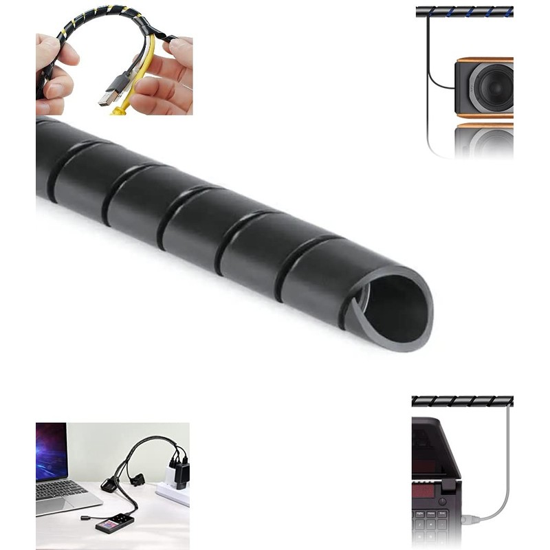 cyclingcolors Cable Spiral Hose Black Plastic Flexible Cable Protection Cable