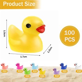 YQkangzhu 100pcs Mini Resin Ducks for Crafts, Multicolored Miniature Ducks, 8 Colors Tiny Ducks Miniature Figures for Aquarium Garden Landscape Ornament Potted Decorations Flower DIY Family School
