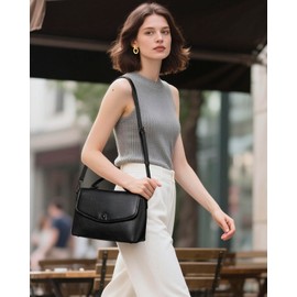 COOLCY Genuine Leather Crossbody Purses Bags for Women Top Handle Satchel Handbags Flap Shoulder Bag