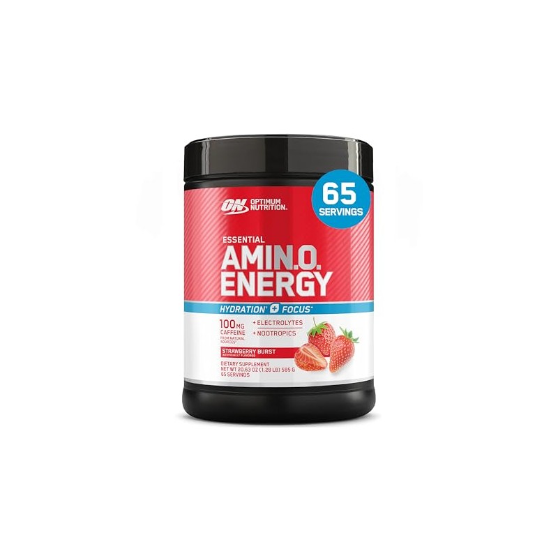 Optimum Nutrition Amino Energy Powder Plus Focus, with BCAA, Electrolytes,