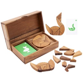 Engelhart - 350102 - Double Tangram Wooden Egg - Wooden Puzzle - Ecological Wooden Game - 1 and 2 Players - from 4 Years