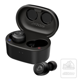 JVCKENWOOD Victor HA-FX150T-BA Wireless Earbuds with Stickers, Bluetooth, Noise Canceling, External Sound Capture, Waterproof, Low Latency, Microphone Included, Unit Weight: 0.1 oz (4.4 g) (One Ear),