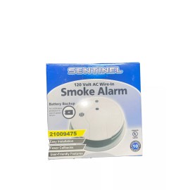 NATIONAL BRAND ALTERNATIVE SENTINEL HARD-WIRED SMOKE DETECTOR WITH 9-VOLT BATTERY BACKUP, 120 VOLTS