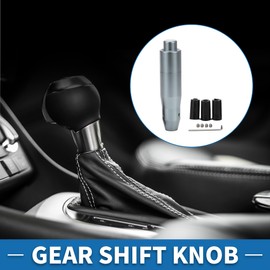 A ABSOPRO Universal Shift Knob 14.5cm Stick Shifter Lever Knob with 3 Adapter for Automatic and Manual Vehicle Aluminum Alloy Titanium Tone