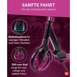 BOLDCUBE Big 2 Wheeler | Scooter for Kids & Teens Ages 7+ Years | Play & Commute | Front Suspension Fit with 200MM Wheels | Height Adjustable 86 to 111 cm