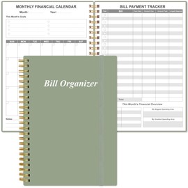 Bill Organizer - Monthly Bill Payment for Personal Budgeting Financial, Payments Checklist Organizer, 5.8" x 8.5", Green
