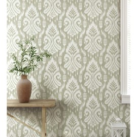 York Wallcoverings PSW1144RL Hawthorne Ikat Off White Premium Peel and Stick Wallpaper