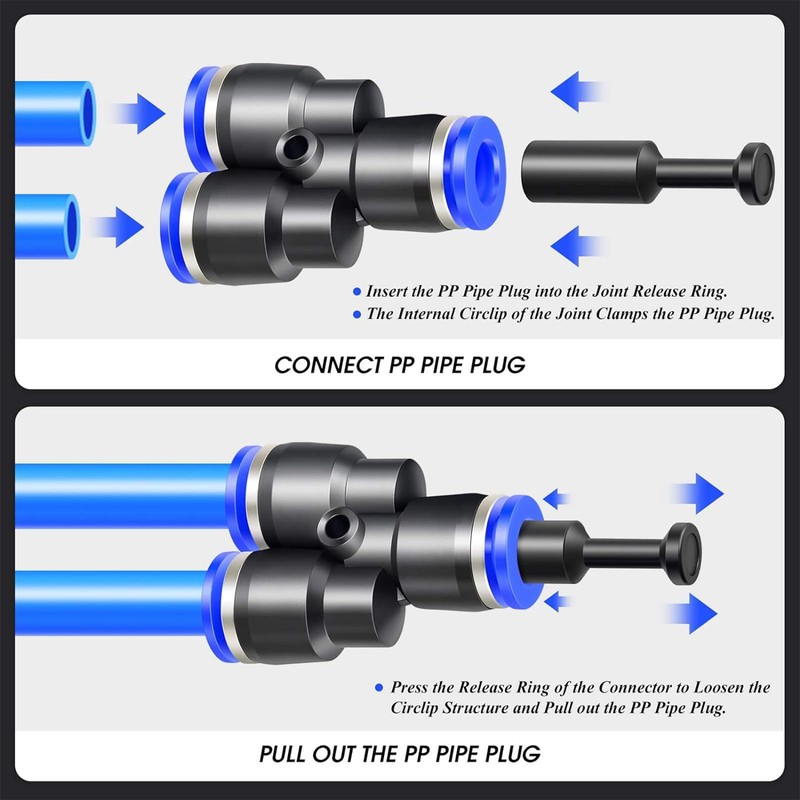 TAILONZ PNEUMATIC 8mm OD Push-to-Connect Fitting Plug Pbt Resin PP-8(Pack