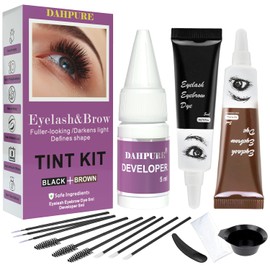 DAHPURE 2-In-1 (Black and Brown) Lash and Brow Color Kit, Instant Eyelash Color with Safe Ingredients，Long Lasting for 6-8 Weeks, Easy to Use for Salon and Home Use