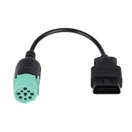 Cable de Escáner de Diagnóstico, Adaptador de Cable de Escáner de Diagnóstico de Camión OBD2 de 9 Pines a 16 Pines para Motor Cummins, Negro + Verde
