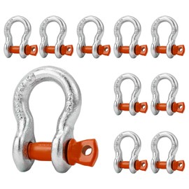 Leero 5/16" D Ring Shackles, 0.75 tons (1,500 Lbs) Working Load Limit, Clevis Shackle with 3/8" Alloy Screw Pin, Heavy Duty Shackles for Towing, Terrain Vehicle, Jeep, Trailer, Orange (10 Pack)