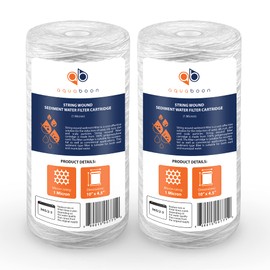 Aquaboon 1 Micron String Wound Water Filter 10x4.5 Replacement - Whole House Water Filter Cartridge Compatible with WP5BB97P,WP10BB97P, AP810, 2-Pack