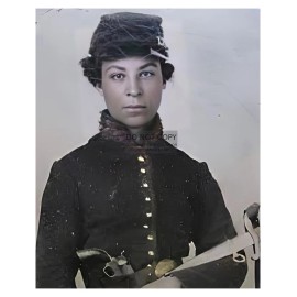 CATHAY WILLIAMS ONLY FEMALE BUFFALO SOLDIER UNION CIVIL WAR 8X10 COLORIZED PHOTO