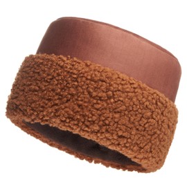 Futrzane Sherpa Trim Hat - Winter Hats for Women - Suede Hat with Sherpa Fleece (XL, Brown - Brown Sherpa)