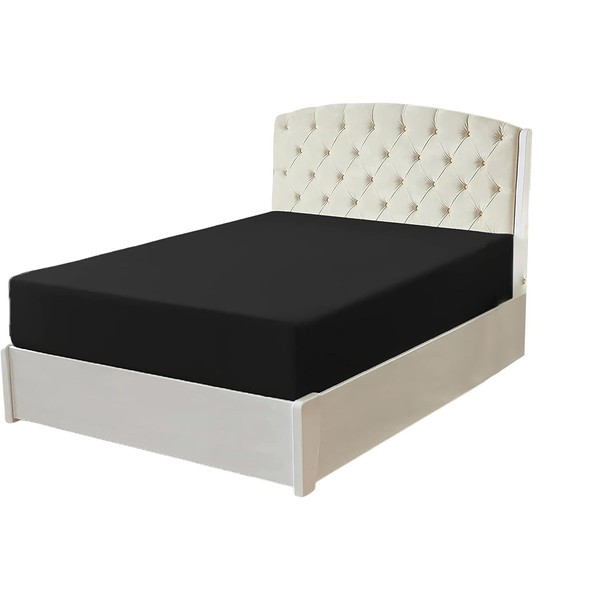 EV Dekor®MF123 Fitted Sheet Super King, Black - Deep Pocket