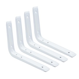 DOJA Barcelona Shelf Bracket, White, 150 x 125 mm, Pack of 4, Metal Angle Shelf Bracket, Angle for Shelves, Wall Angle Shelf Bracket for DIY, Shelf Support, Wall Shelf Bracket, Shelf Bracket, White