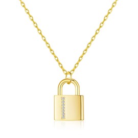 Philip Jones Gold Plated Padlock Necklace Created with Zircondia® Crystals