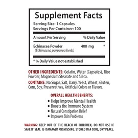Immune Support ECHINACEA Root Herbal Extract 400mg - Immune System Booster - Health Hair - 3 B