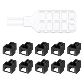 sourcing map Pack of 10 Port Blocker Locking RJ45 Port Dust Cover with Colour Coded Plastic Keys - Black